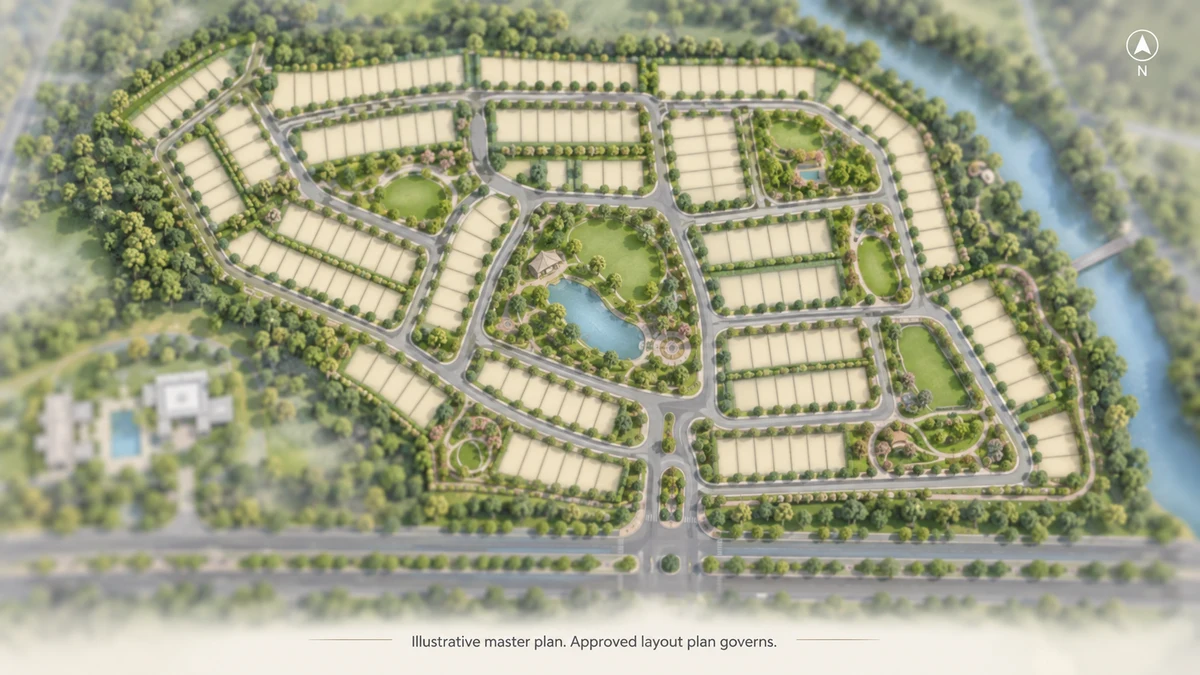 Purva Trivante illustrative master plan of the plotted layout with its roads and parks